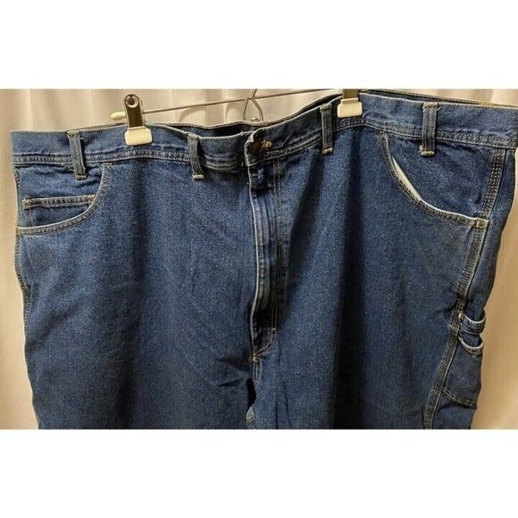 BERNE Carpenter Jean Men 52X30 Cotton Flat Front Dark Wash Straight Cut - Picture 8 of 11